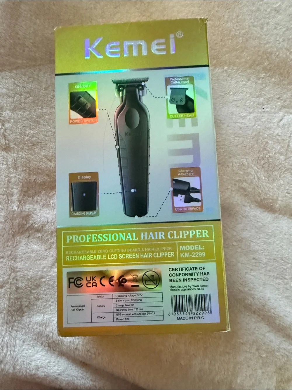 Men’s Rechargeable Trimmer in Iridescent Black-Green